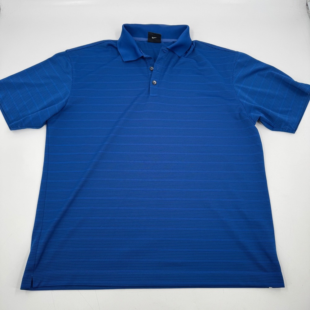 Nike Golf‎ Dri-Fit Men's Blue Striped Polo Shirt Size Large